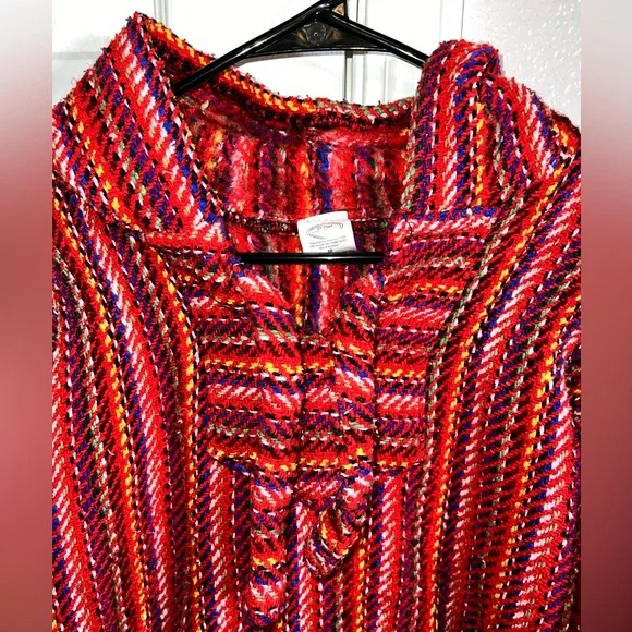 VTG El Paso Saddle Blanket CO Mexican Pullover Jacket - Picture 3 of 4